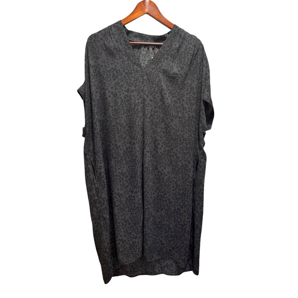 Denver Hayes Grey and Black Animal Print Shift Dress w/ Pockets Size 2XL NWT